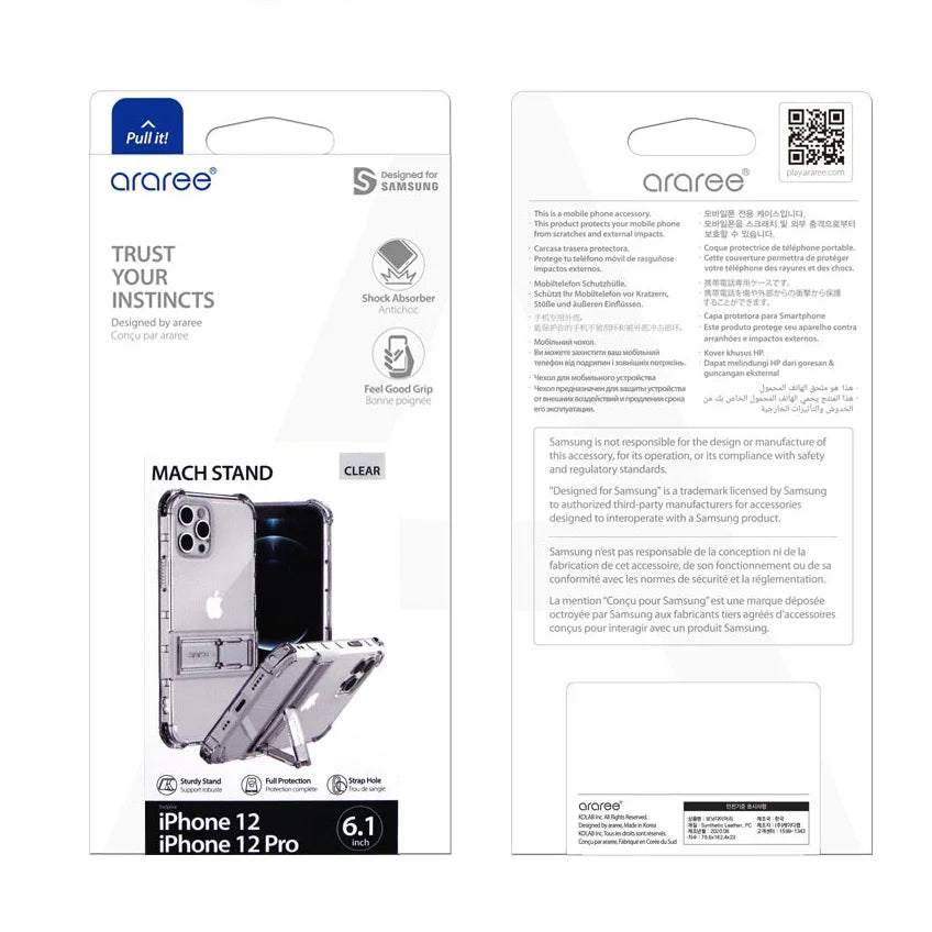 Araree Mach Stand Case For iPhone 12 Pro Max - Glitter Clear - Tashqila Araree Mach Stand Case For iPhone 12 Pro Max - Glitter Clear - Tashqila